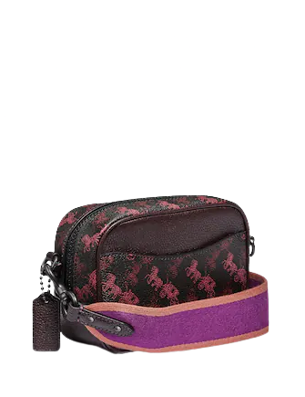 Coach Camera Bag 16 with Horse and Carriage Print and Varsity Stripe