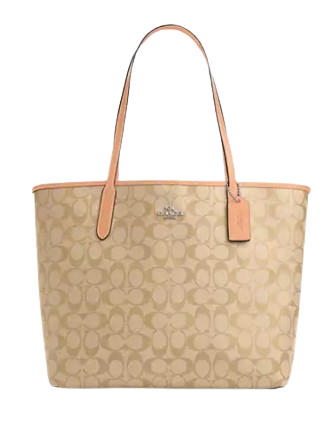 【COACH】City Tote シグネチャーキャンバス オレンジプリント Coach City Tote Bag In Signature Canvas With Orange Print