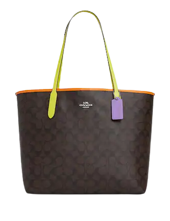 Coach City Tote In Colorblock Signature Canvas