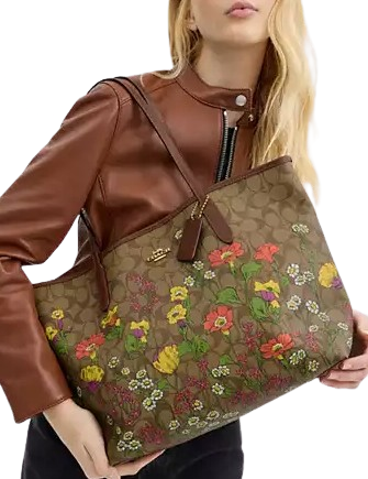 Coach City Tote In Signature Canvas With Floral Print