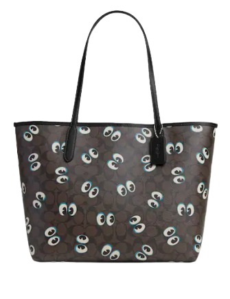 Coach City Tote In Signature Canvas With Halloween Eyes