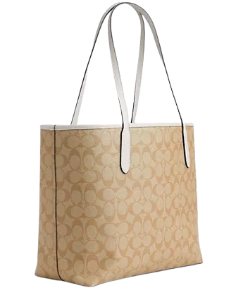 Coach City Tote In Signature Canvas With Heart Print