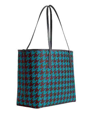 Coach City Tote With Houndstooth Print