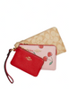 Coach Corner Zip Trio In Signature Canvas And Heart Cherry Print