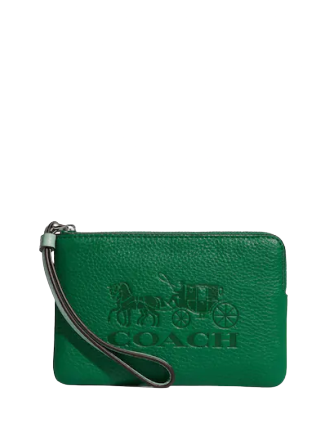 Coach Corner Zip Wristlet In Colorblock With Horse And Carriage
