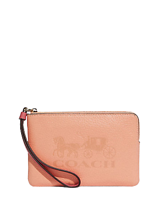 Coach Corner Zip Wristlet In Colorblock With Horse And Carriage