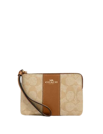 Coach Corner Zip Wristlet In Signature Canvas