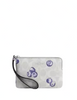 Coach Corner Zip Wristlet In Signature Canvas With Blueberry Print