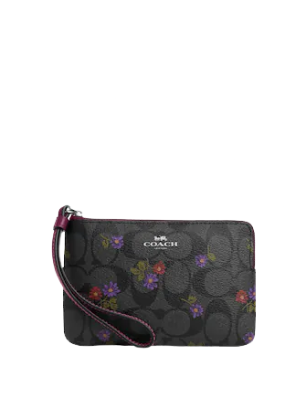 長財布 [COACH] Corner Zip Wristlet Signature Canvas Floral Print COACH® Outlet | Corner Zip Wristlet With Floral Print