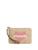 Coach Corner Zip Wristlet In Signature Canvas With Heart Print