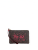 Coach Corner Zip Wristlet In Signature Canvas With Horse And Sleigh