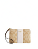 Coach Corner Zip Wristlet In Signature Canvas With Stripe