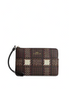 Coach Corner Zip Wristlet With Brushed Plaid Print