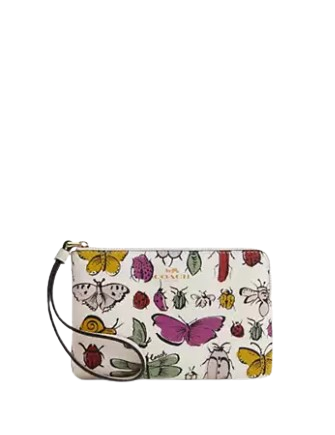 Coach Corner Zip Wristlet With Creature Print