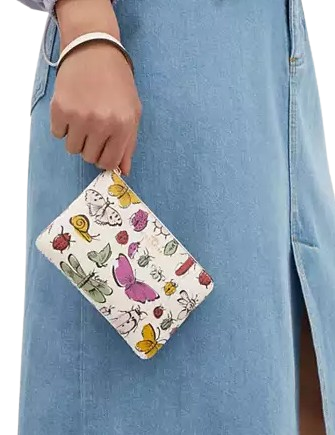 Coach Corner Zip Wristlet With Creature Print