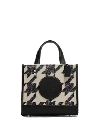 Coach Dempsey Tote 22 With Houndstooth Print And Patch
