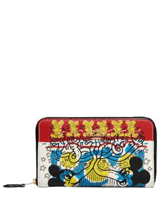 Coach Disney Mickey Mouse X Keith Haring Medium Id Zip Wallet