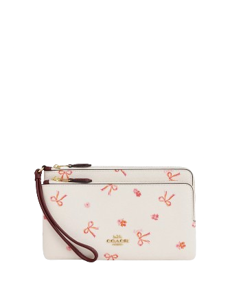 Coach Double Zip Wallet With Bow Print