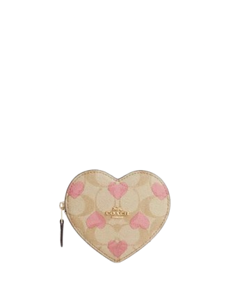 折りたたみ財布 COACH Heart Coin Case With Cherry Print CZ477 NWT Coach CZ477 Leather Zippered Heart Coin Case With Cherry