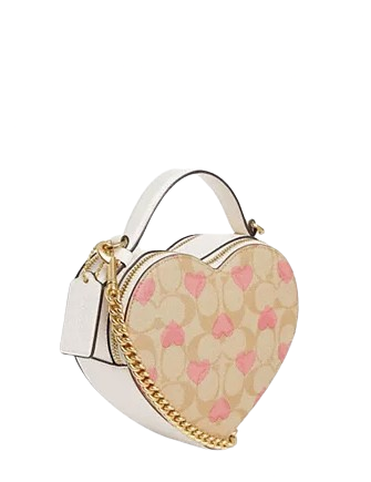 Coach Heart Crossbody In Signature Canvas With Heart Print Coach Heart Crossbody In Signature Canvas With Heart Print