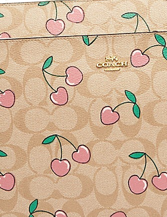 Coach Laptop Sleeve In Signature Canvas With Heart Cherry Print