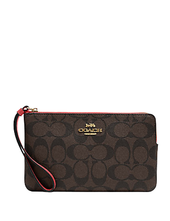 Coach Large Corner Zip Wristlet In Signature Canvas