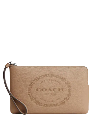 Coach Large Corner Zip Wristlet With Coach Heritage