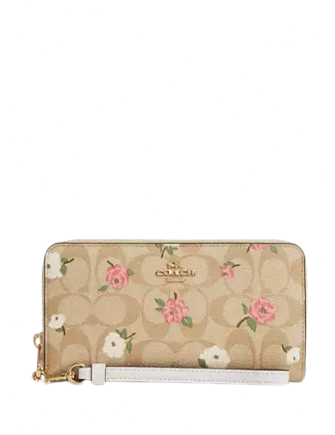 【COACH】花柄 フローラル Long Zip Around Wallet ジップ長財布 Coach Long Zip Around Wallet In Signature Canvas With Floral
