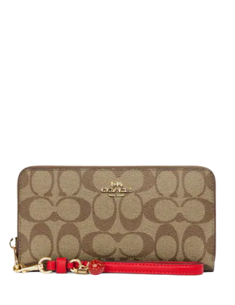 Coach Long Zip Around Wallet In Signature Canvas With