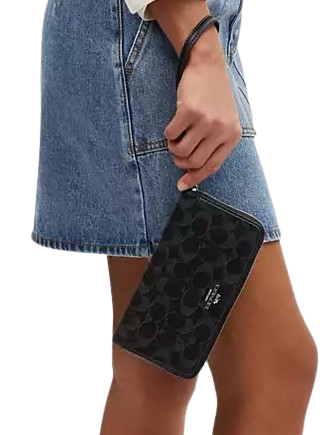 Coach Long Zip Around Wallet In Signature Denim