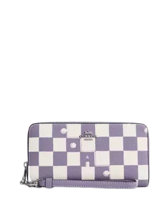 Coach Long Zip Around Wallet With Checkerboard Print