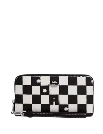 Coach Long Zip Around Wallet With Checkerboard Print