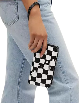 Coach Long Zip Around Wallet With Checkerboard Print