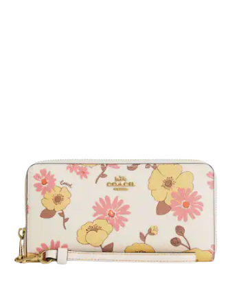 Coach Long Zip Around Wallet With Floral Cluster Print