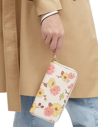 Coach Long Zip Around Wallet With Floral Cluster Print