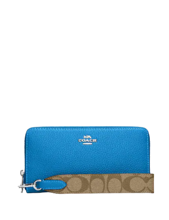 Coach Long Zip Around Wallet With Signature Canvas