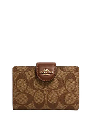 Coach Medium Corner Zip Wallet In Signature Canvas