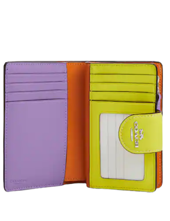 Coach Medium Corner Zip Wallet In Signature Canvas With Colorblock Interior