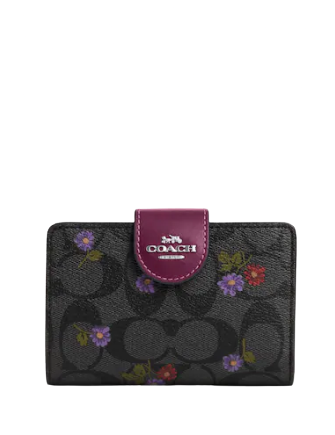 Coach Medium Corner Zip Wallet In Signature Canvas With
