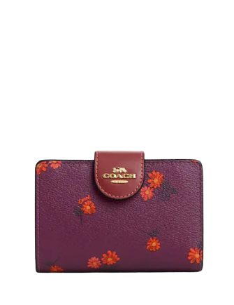Coach Medium Corner Zip Wallet With Country Floral Print