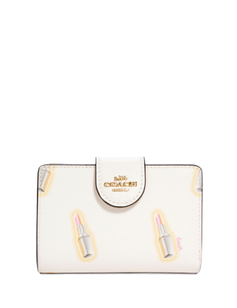 Coach Medium Corner Zip Wallet With Lipstick Print