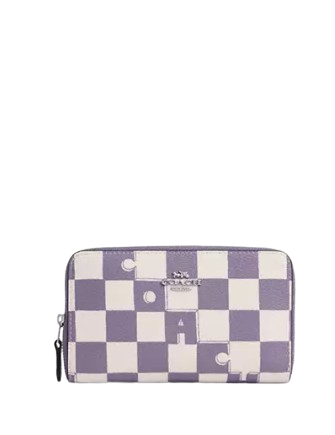 Coach Medium Id Zip Wallet With Checkerboard Print