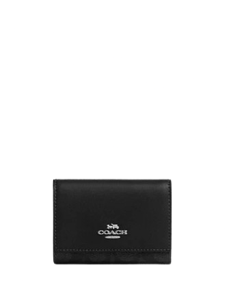【COACH】Micro Wallet In Signature Canvas COACH® Outlet | Medium Corner Zip Wallet In Signature Canvas