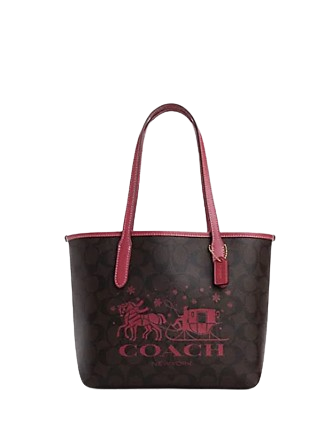 Coach Mini City Tote In Signature Canvas With Horse And Sleigh Coach Mini City Tote In Signature Canvas With Horse And Sleigh