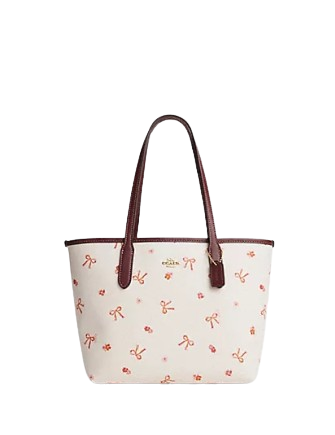 Coach Mini City Tote With Bow Tie Print