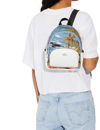 Coach Mini Court Backpack With Hawaiian Print
