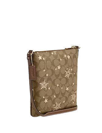 Coach Mini Rowan File Bag In Signature Canvas With Star And Snowflake Print
