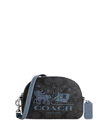 Coach Mini Serena Satchel In Signature Canvas With Horse And Sleigh