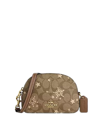 Coach Mini Serena Satchel In Signature Canvas With Star And Snowflake Print