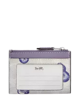 Coach Mini Skinny Id Case In Signature Canvas With Blueberry Print